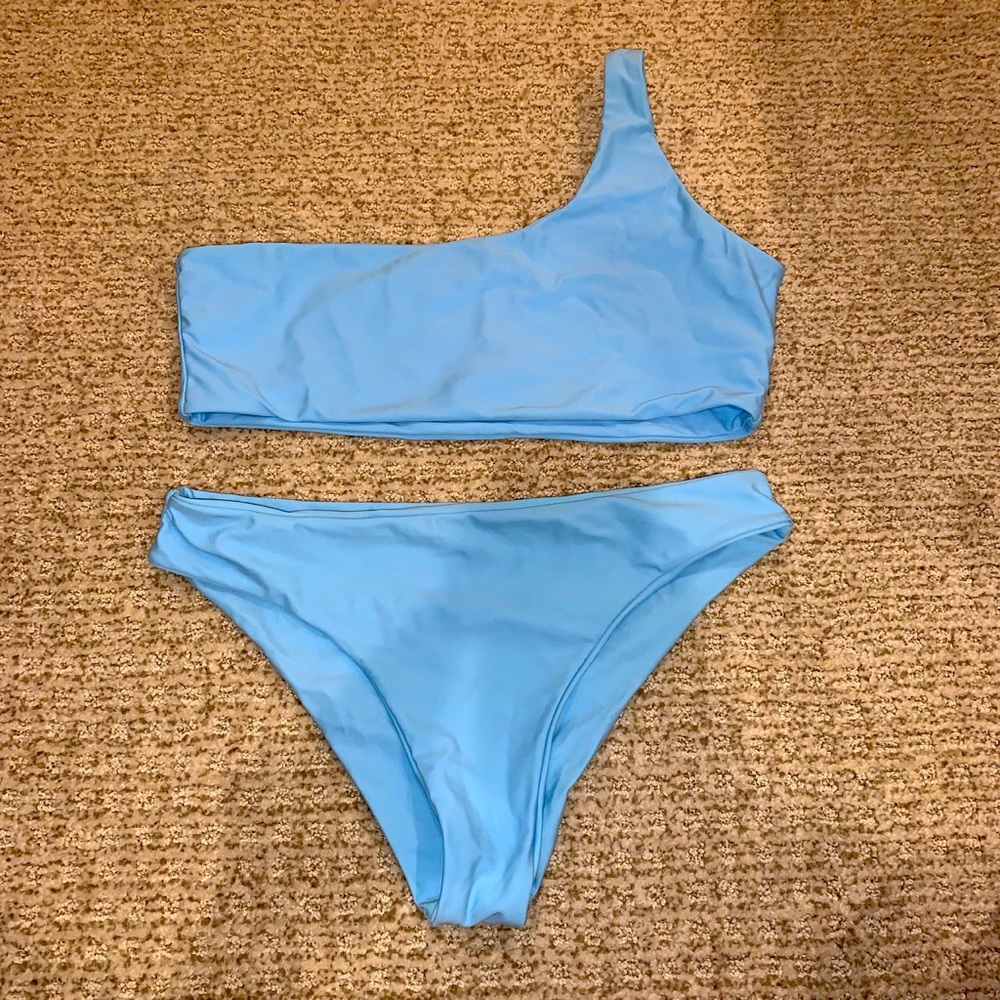 Women’s One Shoulder Blue Bikini